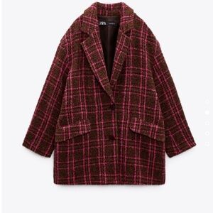 Zara wool blend plaid coat blogger’s favorite